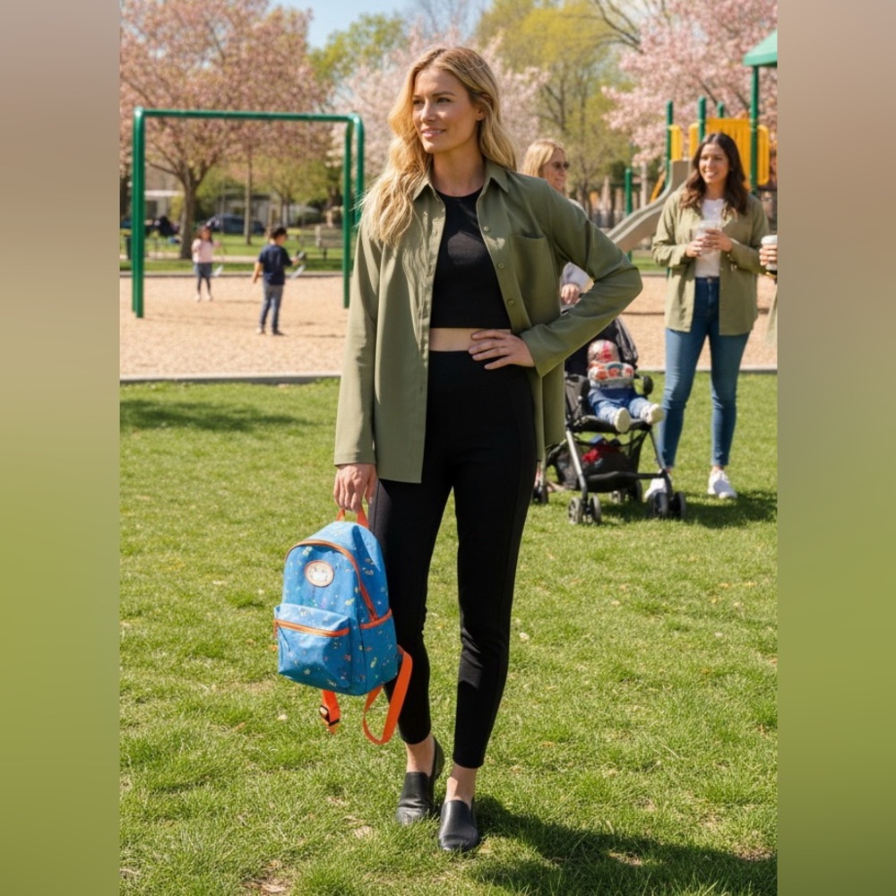 Athleta Midday Relaxed Poplin Shirt Sz Large NWT MSRP ($99) Five green left